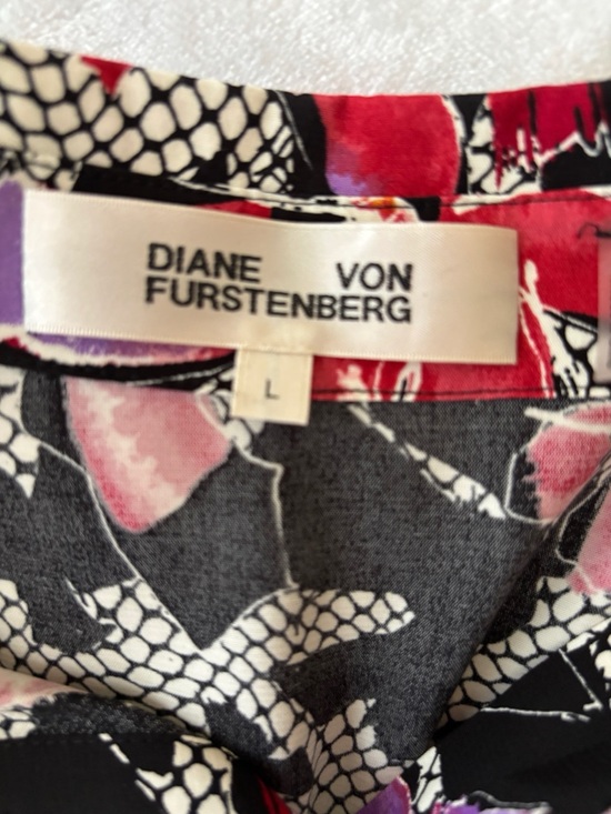 Diane von Furstenberg Odette Floral Tori Midi Wrap Dress Large Designer Spring - Picture 8 of 9